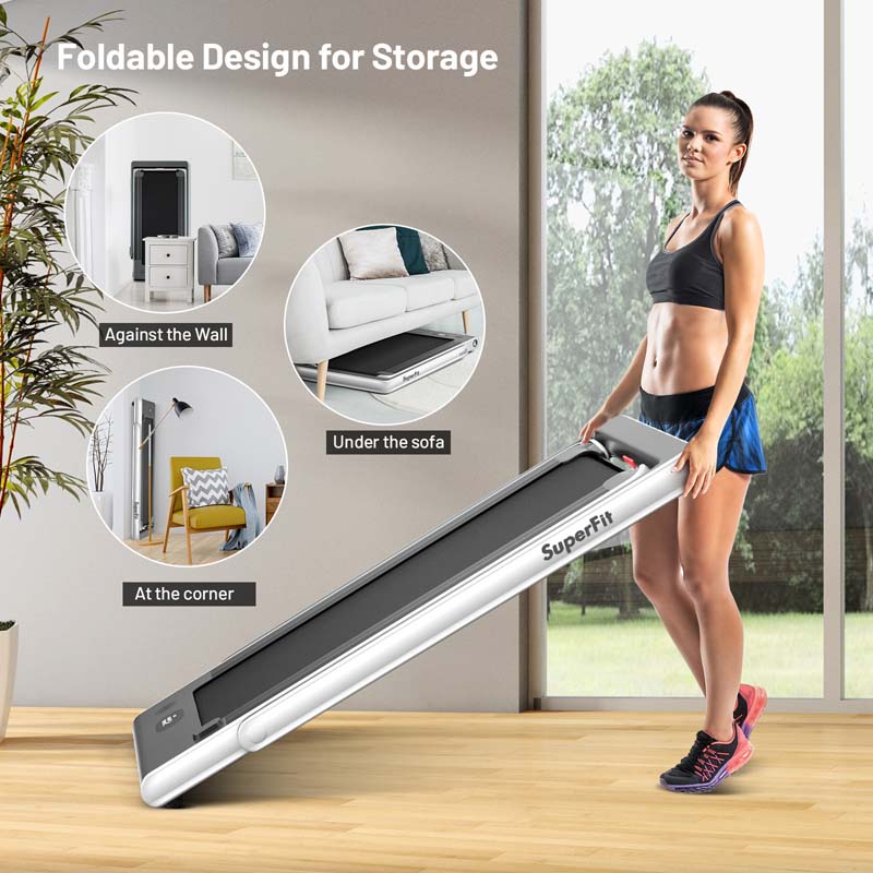 ZenVora 2-in-1 Folding Electric Treadmill, 2.25 HP, Under-Desk, with Dual Display and Smart App Control