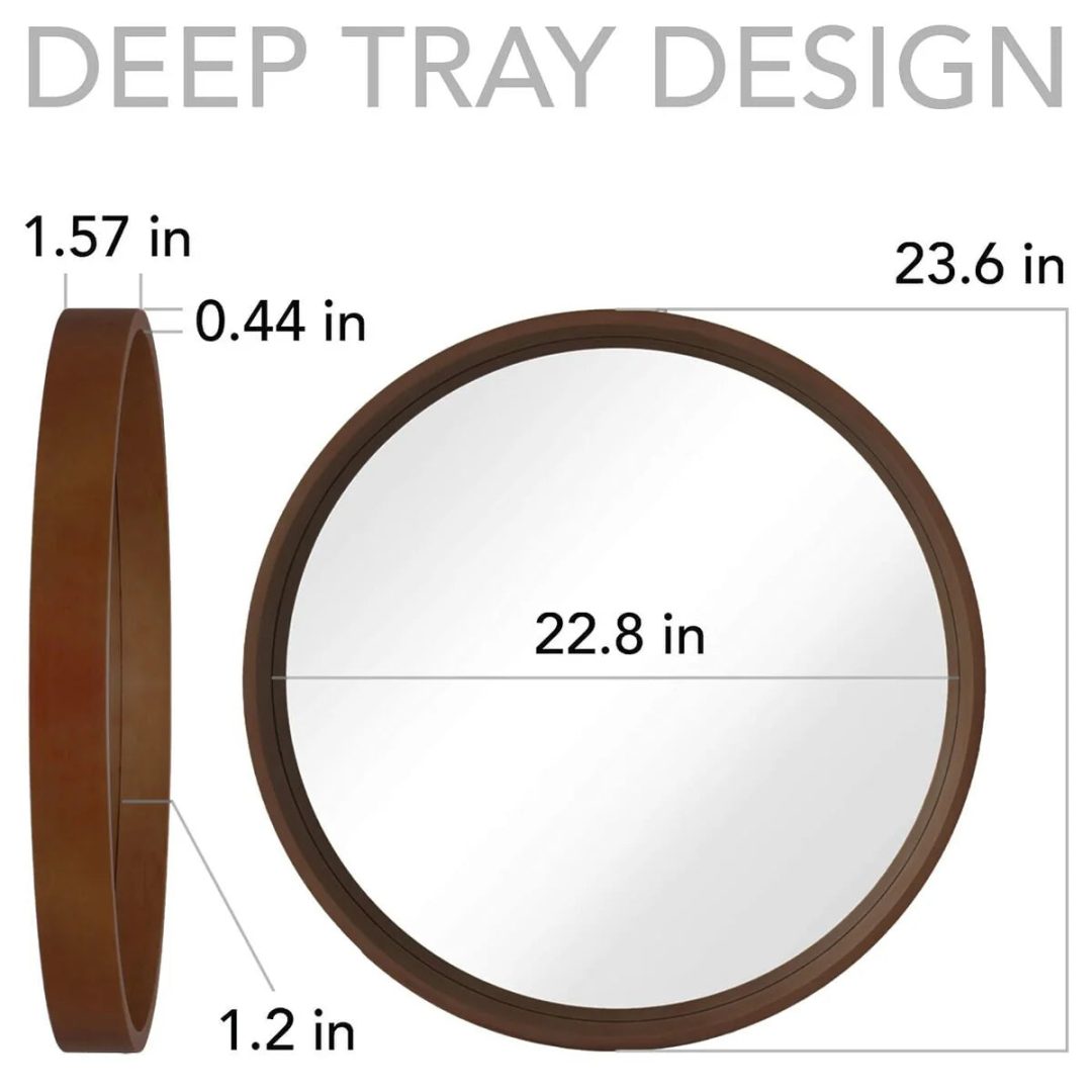 ZenVora Classic Farmhouse Round Wall Mirror, Wooden Frame Decorative Accent Mirror for Living Room, Bedroom and Entryway
