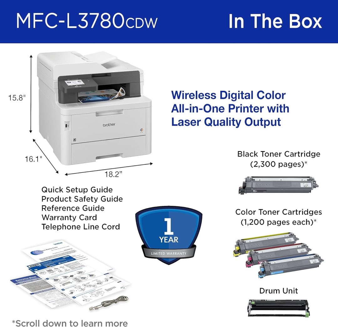 ZenVora All-In-One Wireless Color Printer with Fast Printing, Scanning, Copying and Faxing