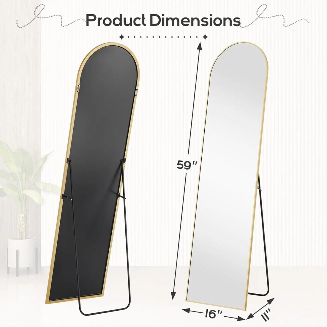 ZenVora Full Length Mirror with Stand, Aluminum Alloy Frame Full Body Floor Mirror for Bedroom and Cloakroom