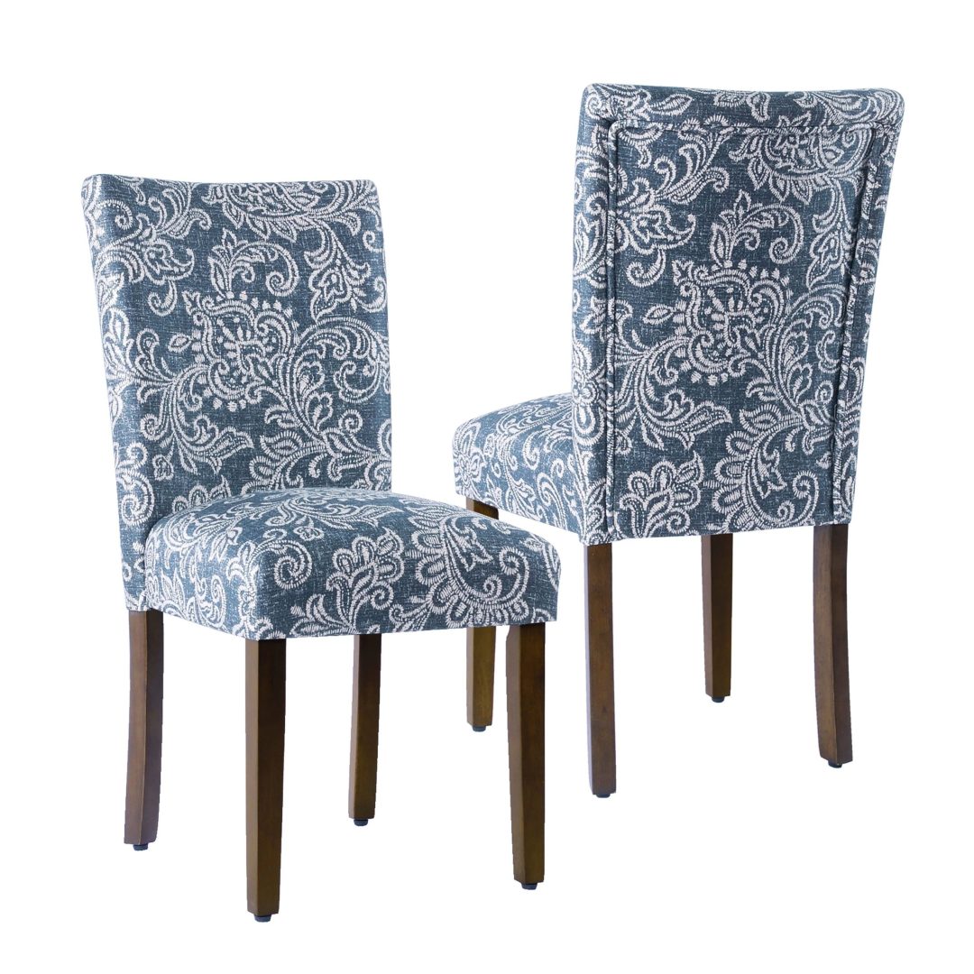 ZenVora Set of 2 Upholstered Medallion Dining Chairs, Comfortable Parsons Style Chairs for Kitchen and Dining Room