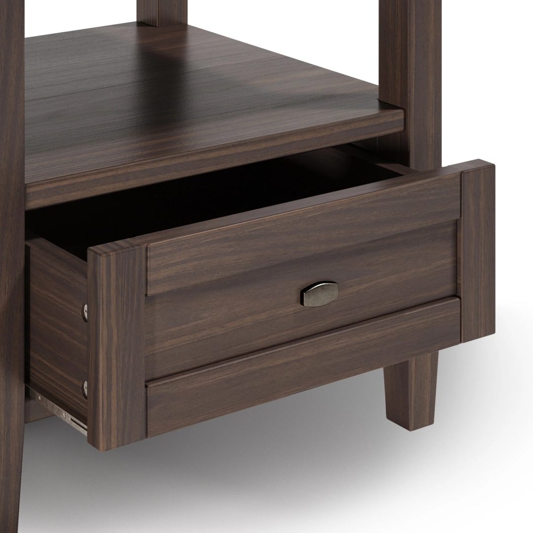 ZenVora 20 Inch Wide Solid Wood Rectangle End Table, Transitional Side Table