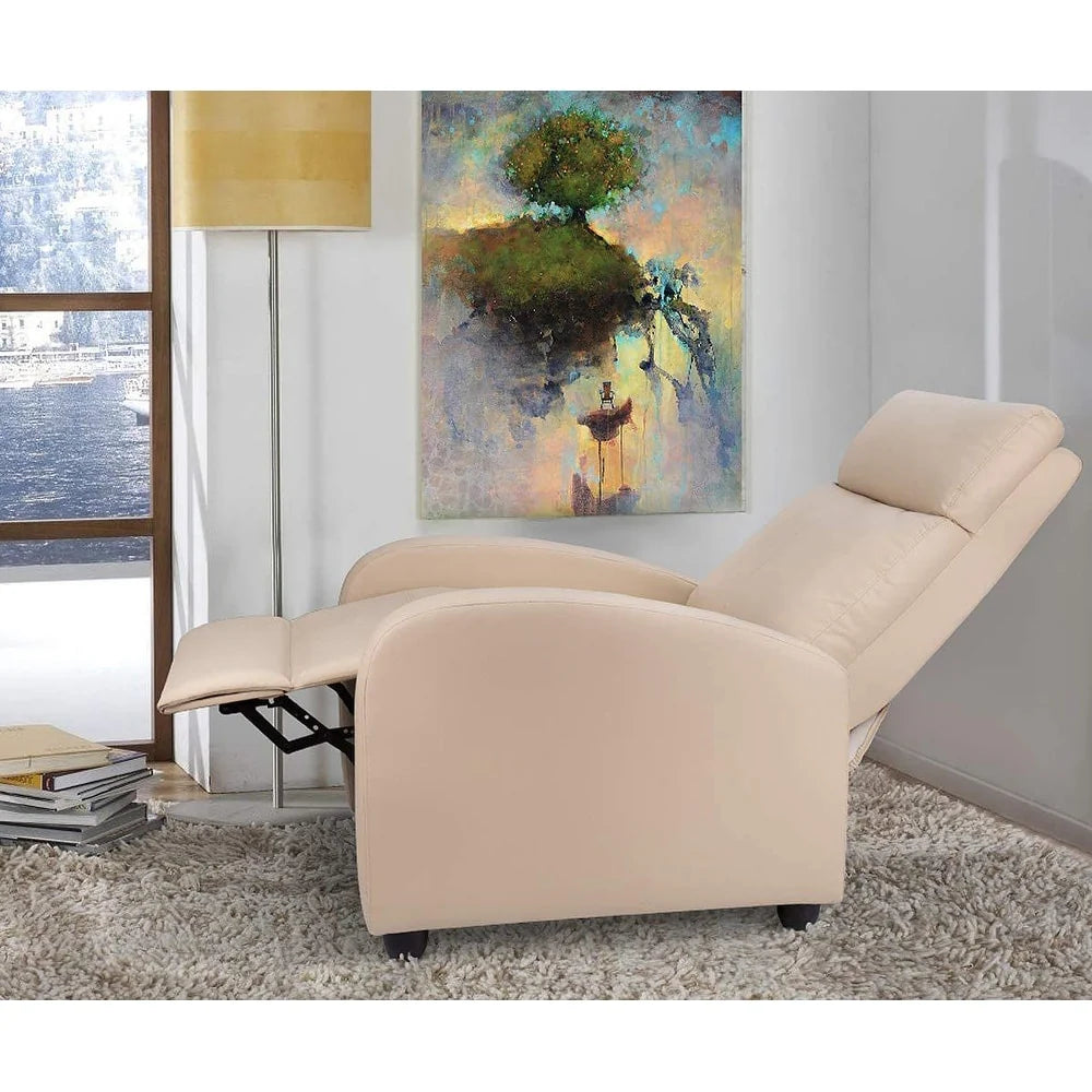 ZenVora PU Leather Recliner Chair, Single Living Room Sofa Lounge Chair with Reclining Function