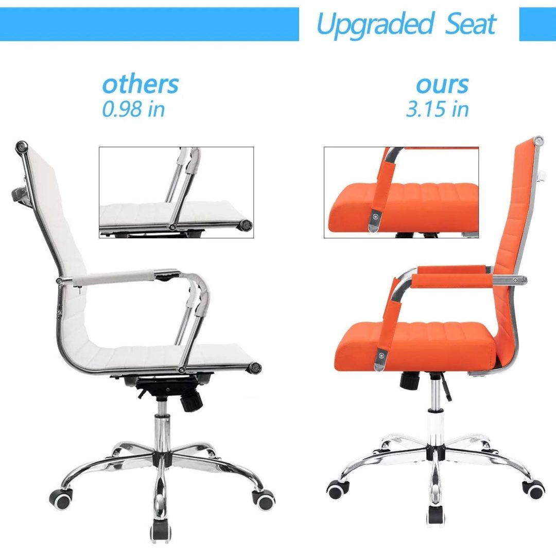ZenVora Ergonomic Ribbed Office Chair, Modern Computer Desk Chair with Comfortable Upholstered Seat for Home and Office