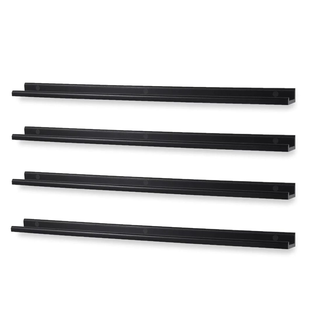 Set of 4 Floating Wall Shelves, 46 Inch Picture Ledge Display Shelves for Photos, Artwork and Home Decor