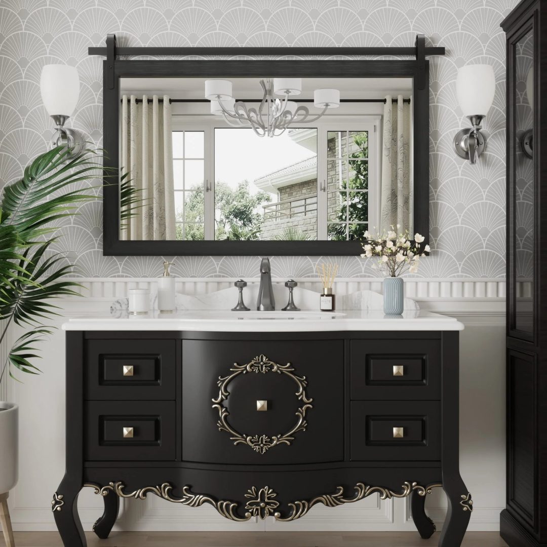 ZenVora Modern Rectangular Wall Mirror with Wood Frame, Bathroom and Barn Door Mirror, Multiple Sizes