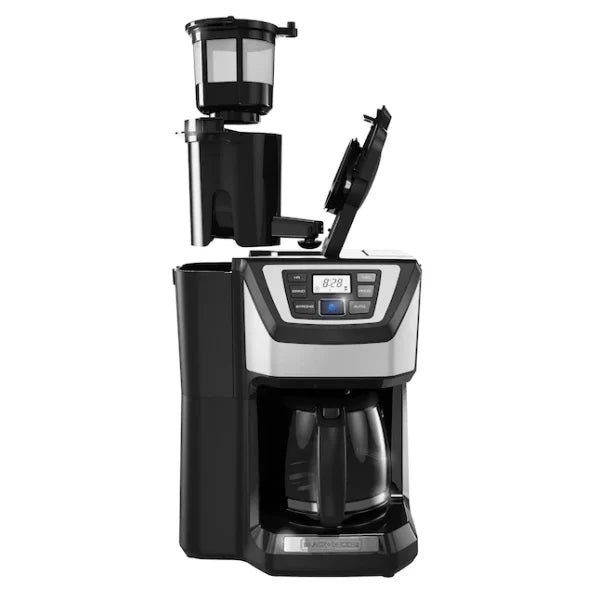 ZenVora 12-Cup Programmable Coffee Maker with Built-In Grinder, Stainless Steel Drip Coffee Machine with Auto Brew