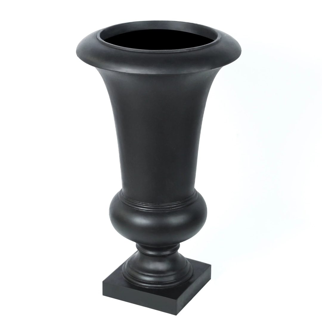 ZenVora 22.75" Tall Handmade Fiber Stone Urn Planter Pot, Decorative Outdoor Garden Flower Container for Patio and Home