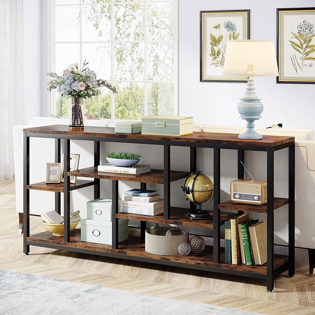 ZenVora 70.9 Inch Console Sofa Table with Storage, 3-Tier Entryway Table for Hallway