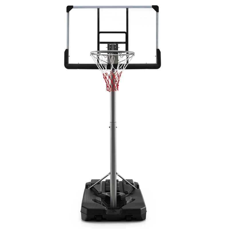 ZenVora Portable Outdoor Basketball Hoop, Adjustable 64-79 Inch Height, 44-Inch Backboard with Wheeled Fillable Base