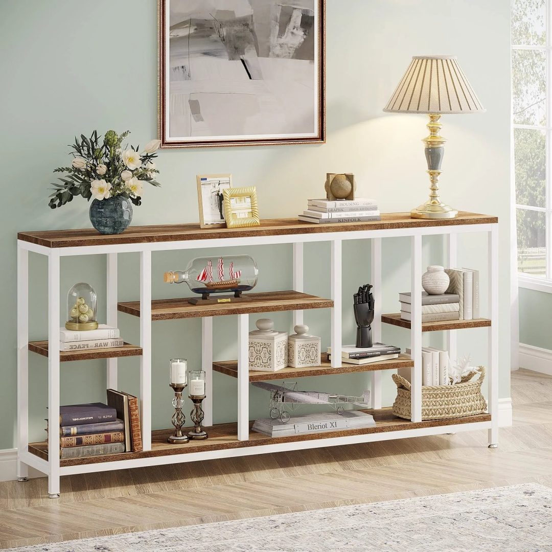 ZenVora 70.9 Inch Console Sofa Table with Storage, 3-Tier Entryway Table for Hallway