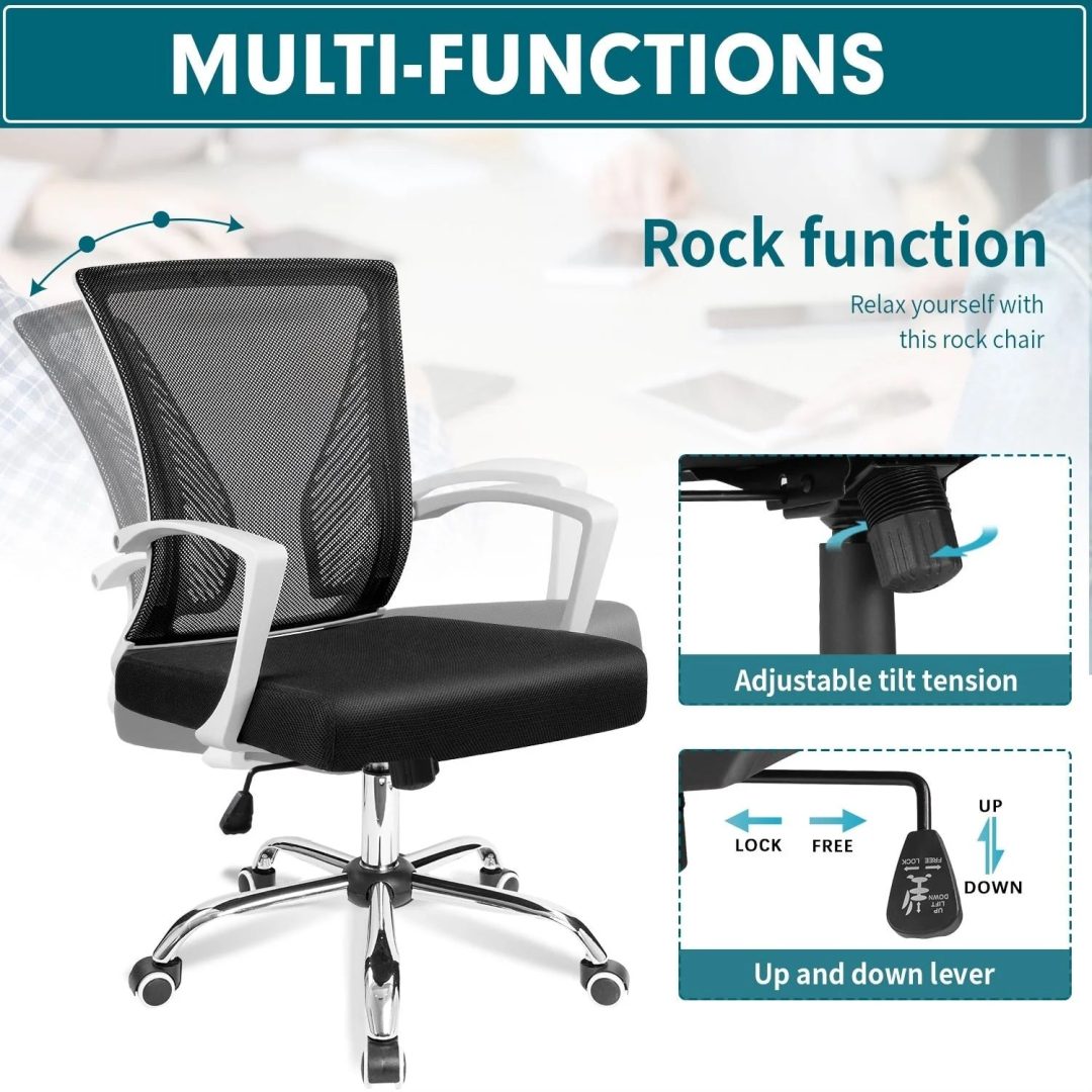 ZenVora Ergonomic Mesh Office Chair with Lumbar Support, Breathable Computer Desk Chair