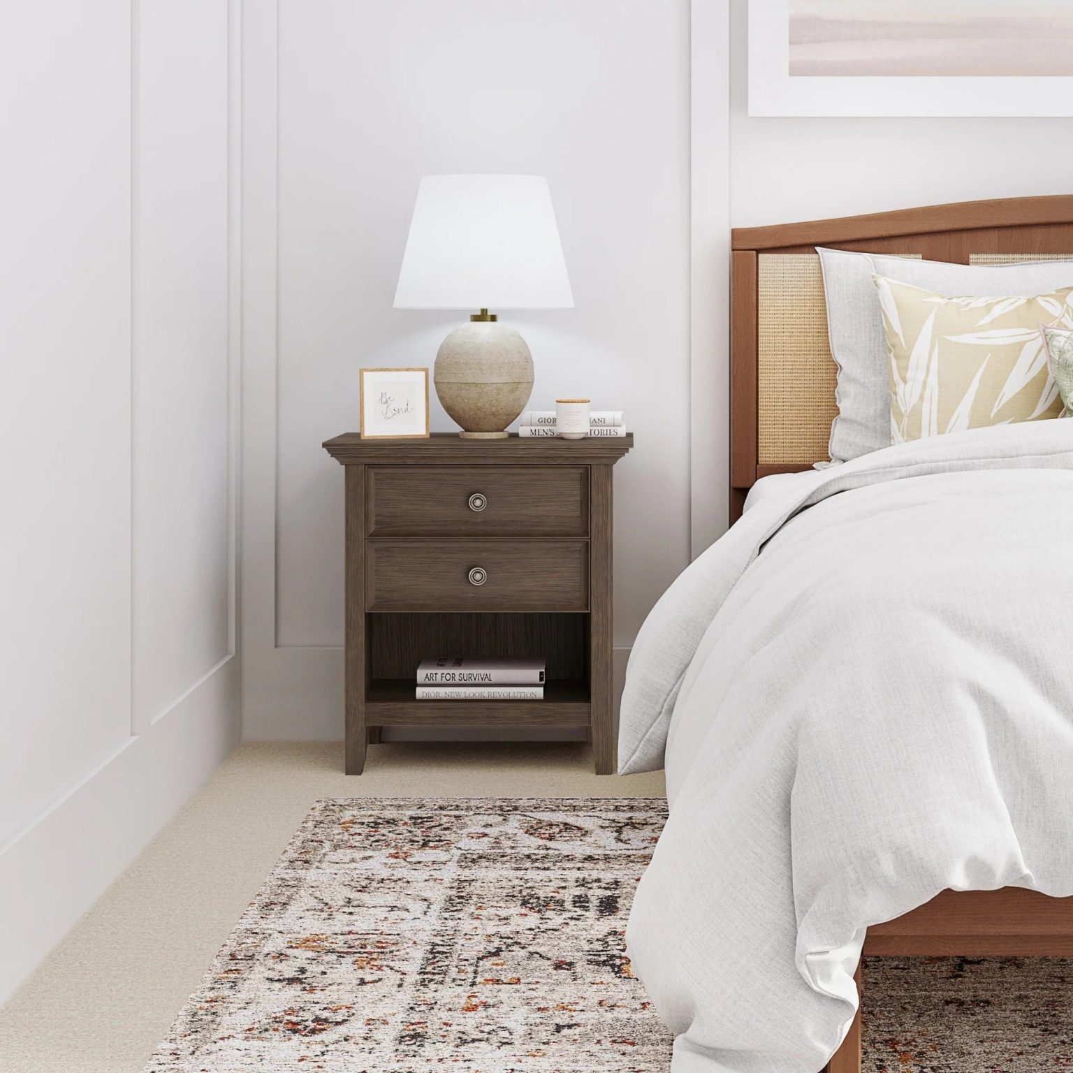 ZenVora 24 Inch Wide Solid Wood Nightstand, Bedside Table and Bedroom End Table