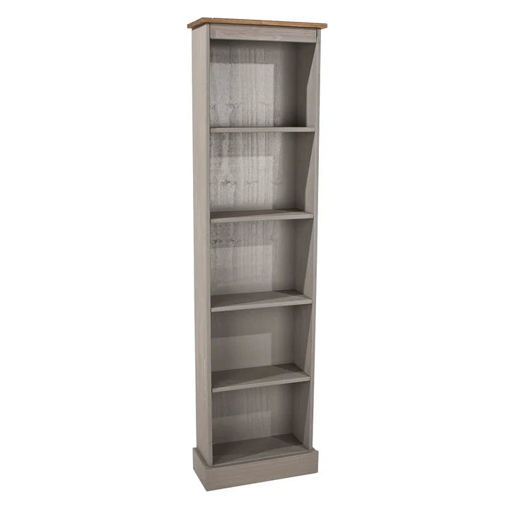 ZenVora Tall Narrow Wood Bookcase, Slim Freestanding Bookshelf for Small Spaces, Home Office and Living Room