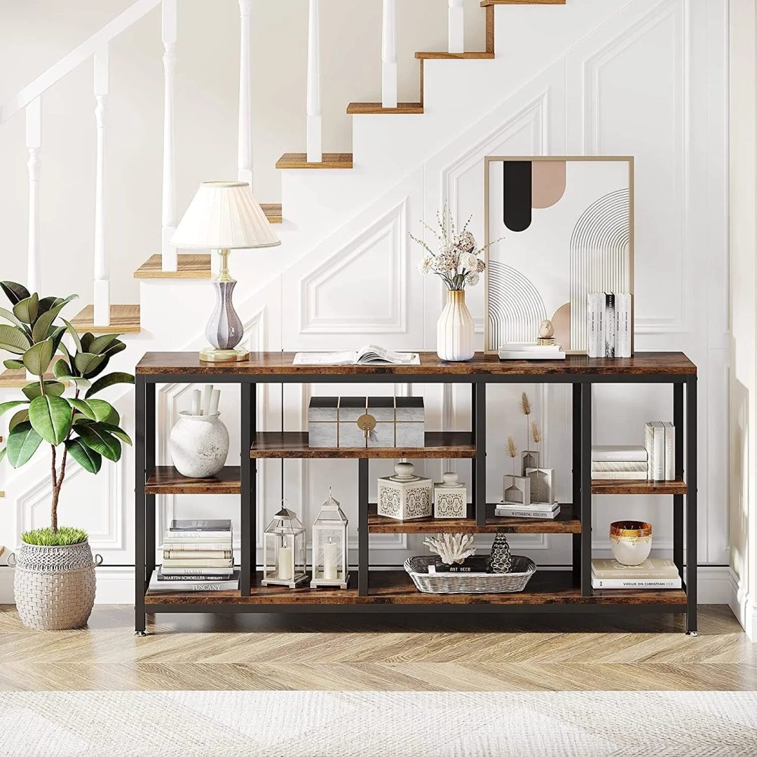 ZenVora 70.9 Inch Console Sofa Table with Storage, 3-Tier Entryway Table for Hallway