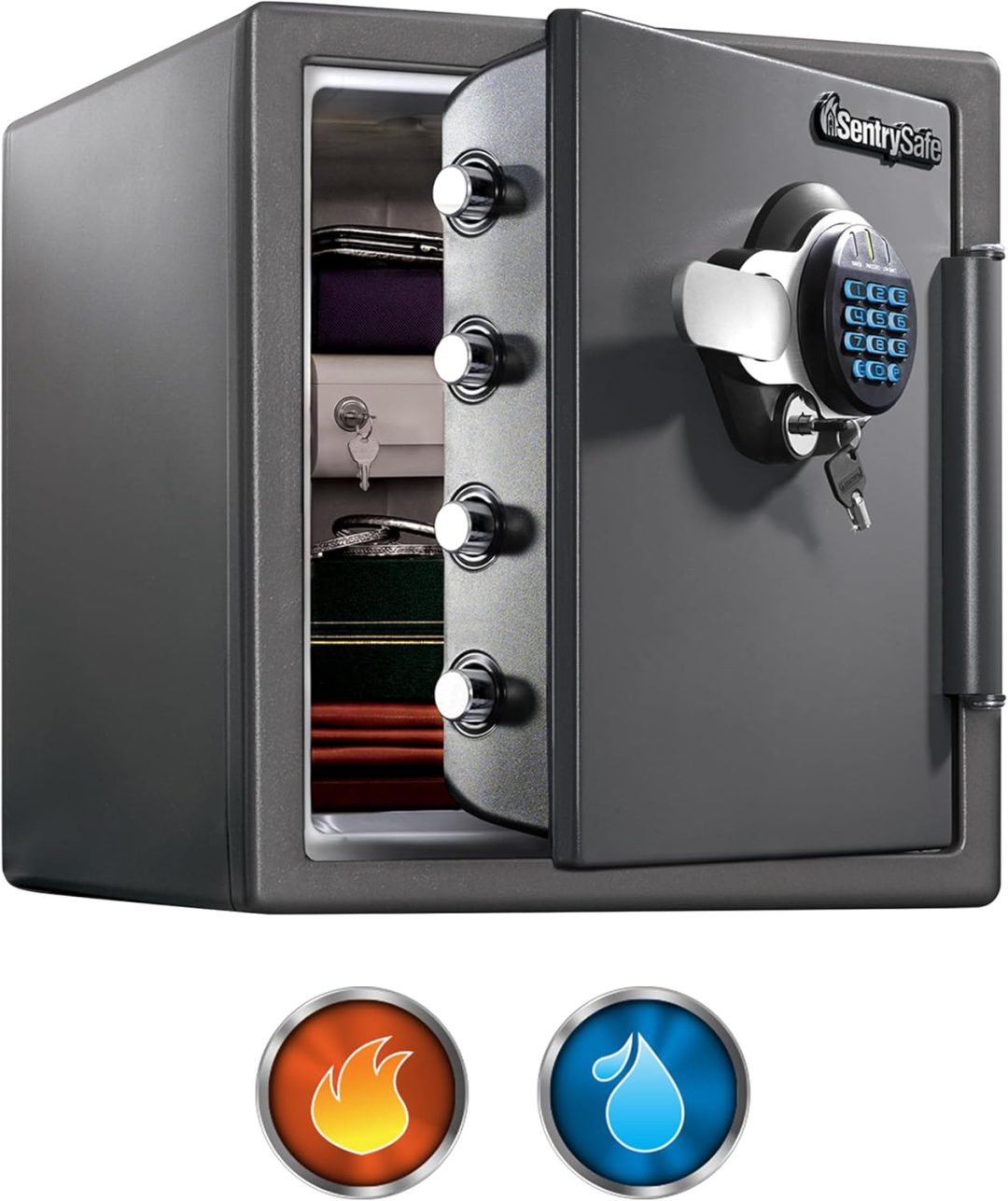 ZenVora 1.23 Cu Ft Waterproof and Fireproof Digital Safe Box, Alloy Steel Security Safe for Home and Office