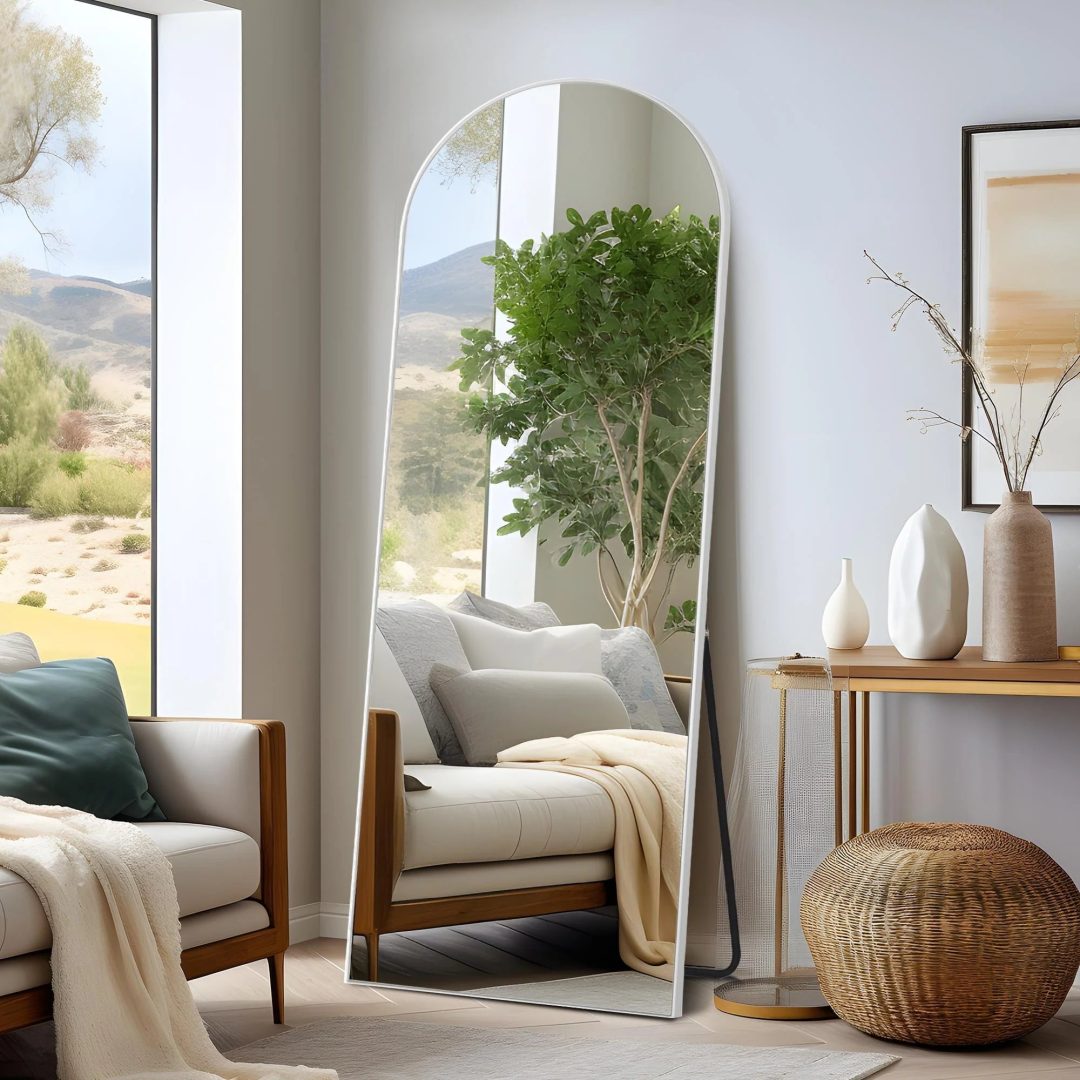 ZenVora Arched Full Length Floor Mirror, Large Full Body Standing and Wall Mounted Mirror for Bedroom, Living Room and Home Decor