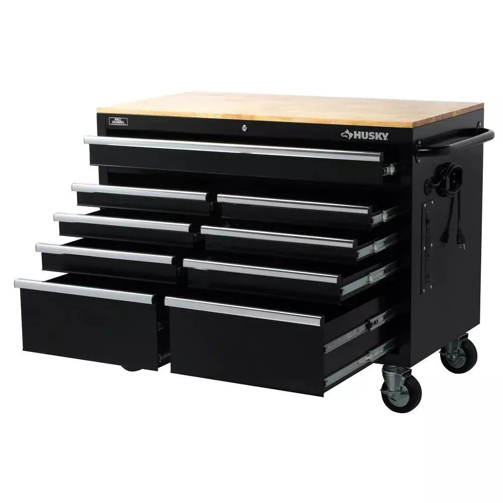 ZenVora 46-Inch W x 24-Inch D 9-Drawer Deep Tool Chest Mobile Workbench, Gloss Black