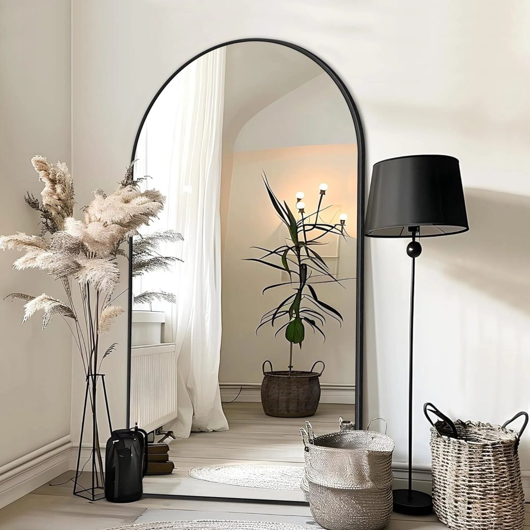 ZenVora Modern Arched Full Length Floor Mirror, Aluminum Alloy Frame Standing Full Body Mirror