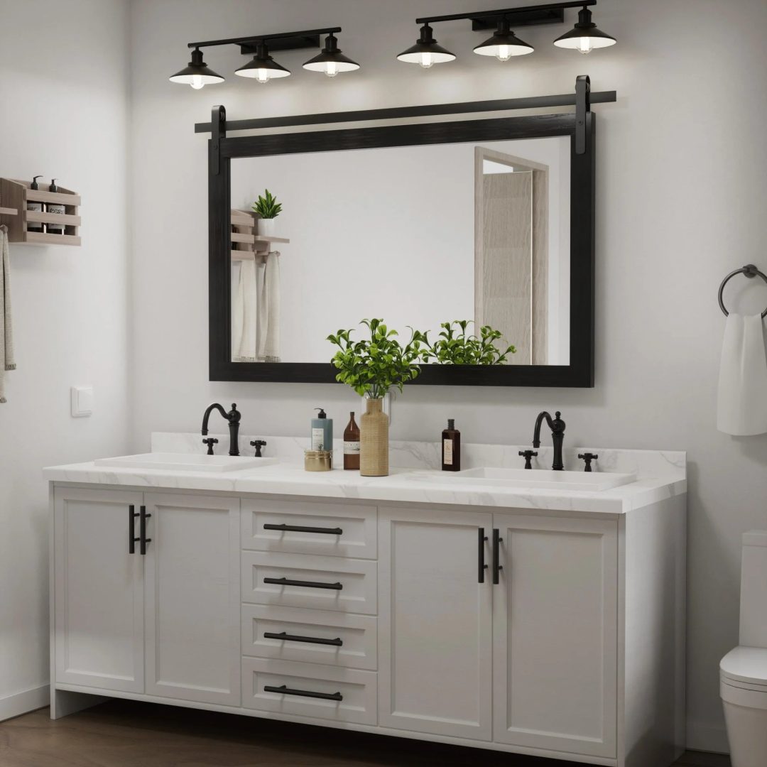ZenVora Modern Rectangular Wall Mirror with Wood Frame, Bathroom and Barn Door Mirror, Multiple Sizes
