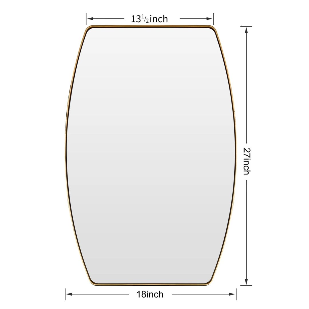 ZenVora Modern Oblong Metal Wall Mirror, Decorative Elongated Hanging Mirror for Living Room, Bedroom and Entryway