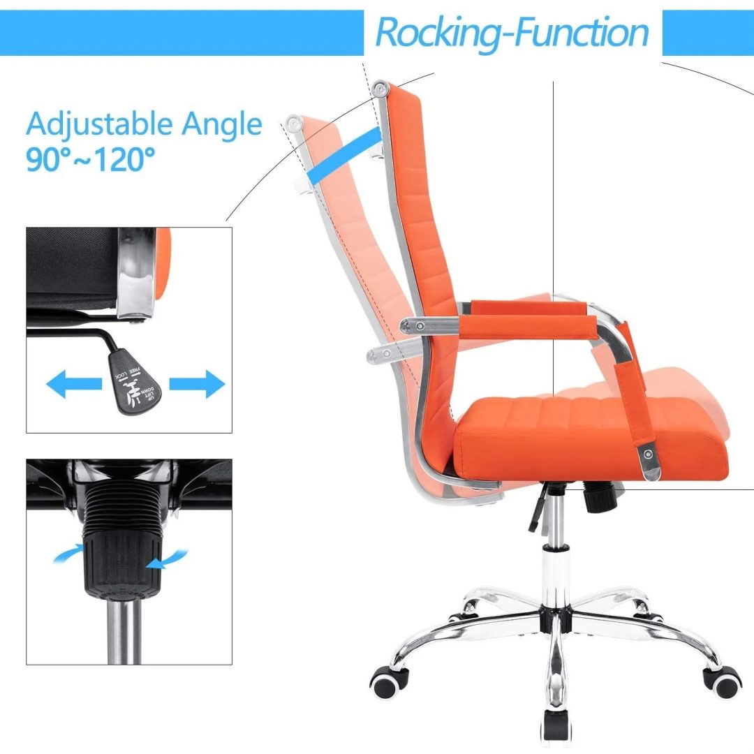 ZenVora Ergonomic Ribbed Office Chair, Modern Computer Desk Chair with Comfortable Upholstered Seat for Home and Office