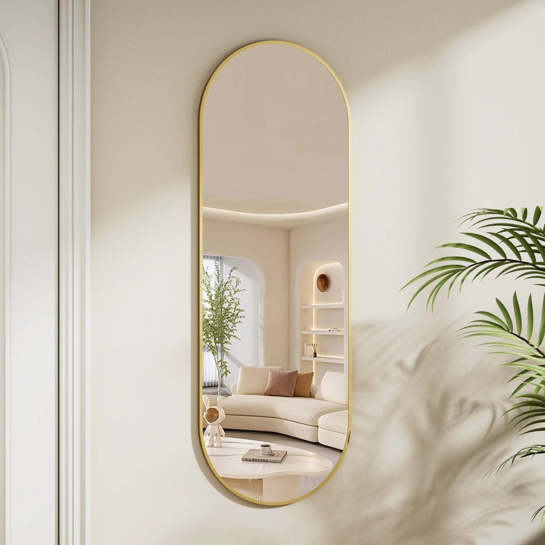 ZenVora 48 x 16 Inch Full Length Wall Mirror with Leather Strap, Hanging Full Body Mirror for Bedroom, Entryway and Home Decor