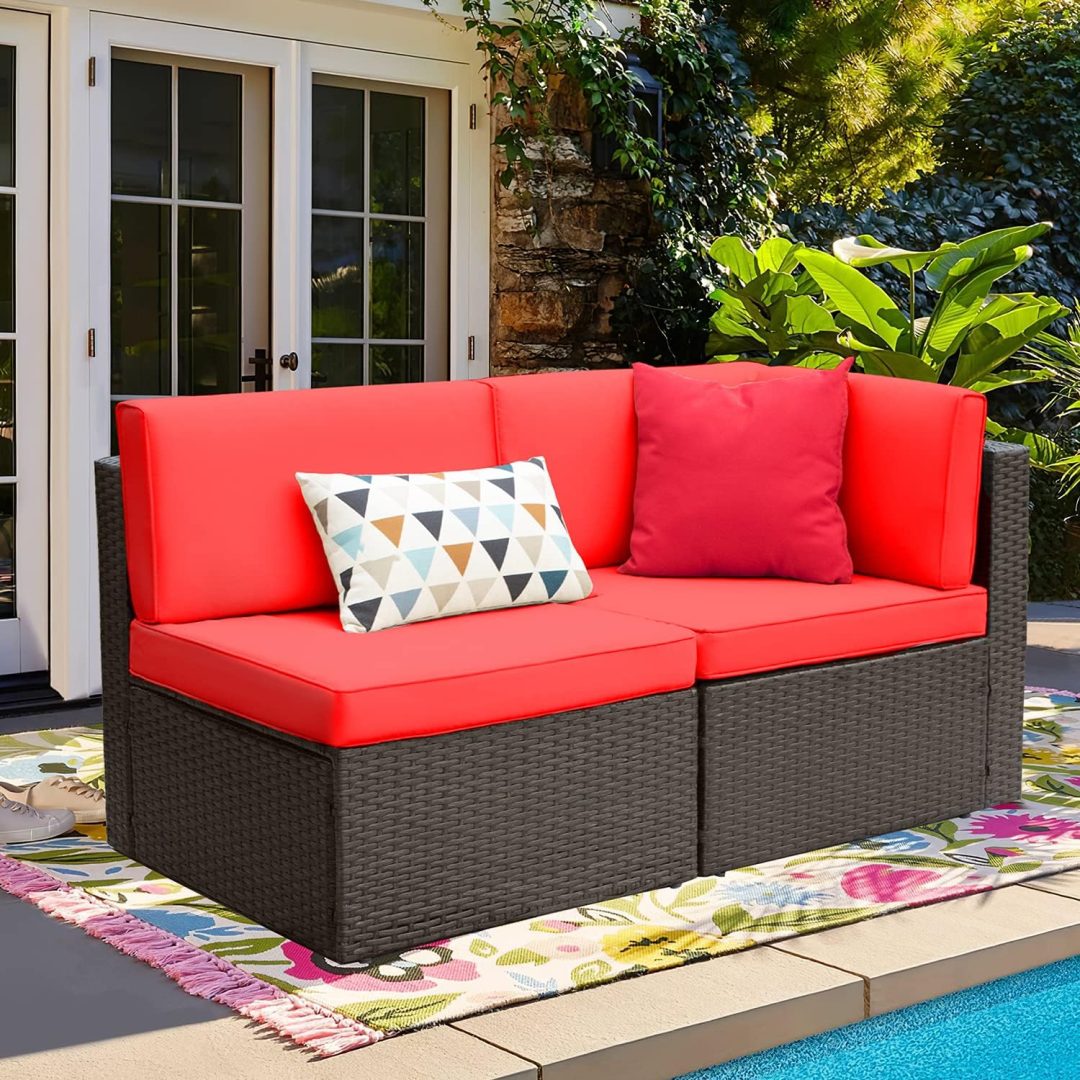ZenVora 5-Piece All-Weather Patio Furniture Set with Cushions, Outdoor Wicker Conversation Sofa Set for Garden, Deck & Backyard