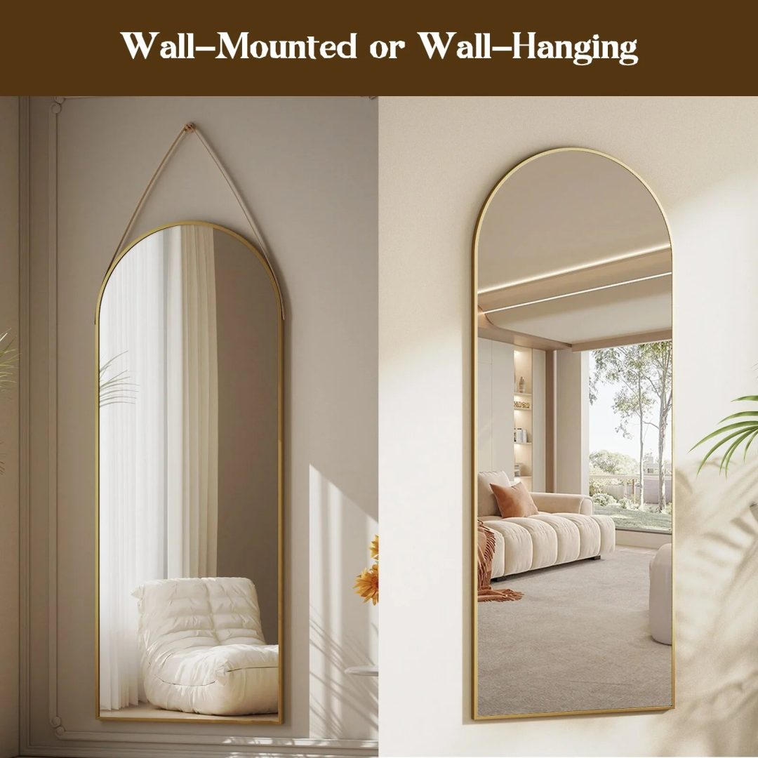 ZenVora 48 x 16 Inch Full Length Wall Mirror with Leather Strap, Hanging Full Body Mirror for Bedroom, Entryway and Home Decor