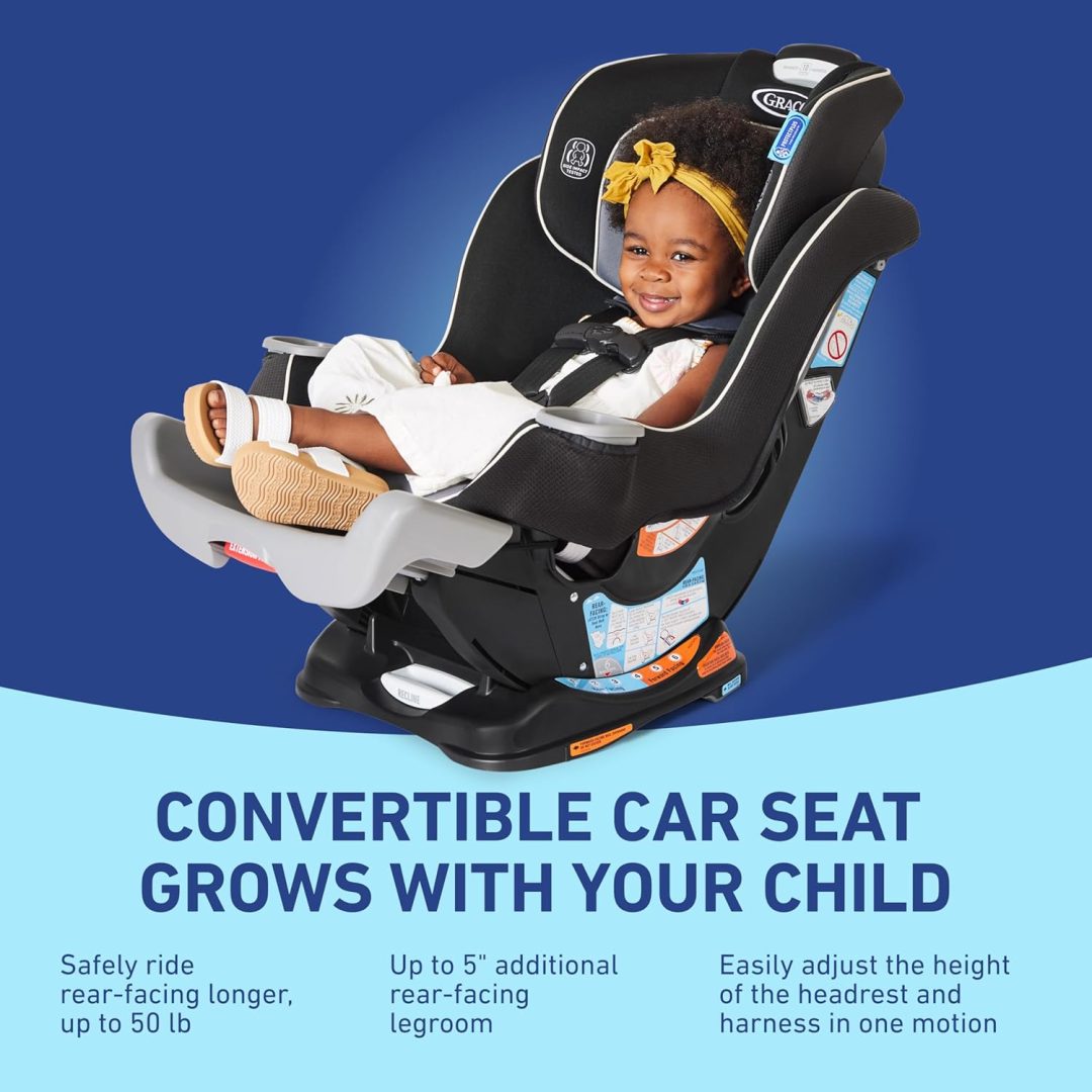 ZenVora Convertible Baby Car Seat, Rear- and Forward-Facing, with Adjustable Extension Panel, Gotham