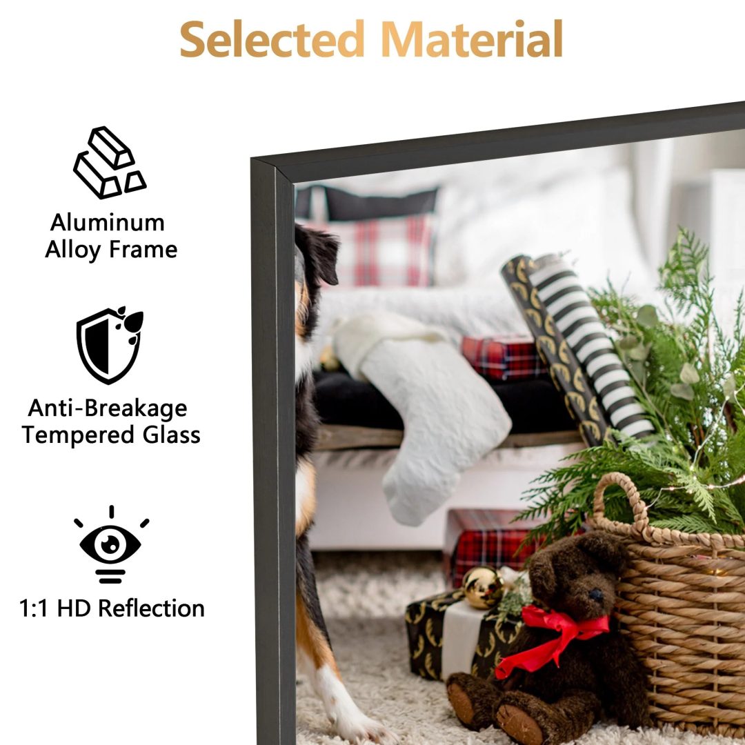 ZenVora 64x21 Full Length Floor Mirror, Large Full Body Aluminum Alloy Frame Standing Mirror with Stand and Wall Mount Option