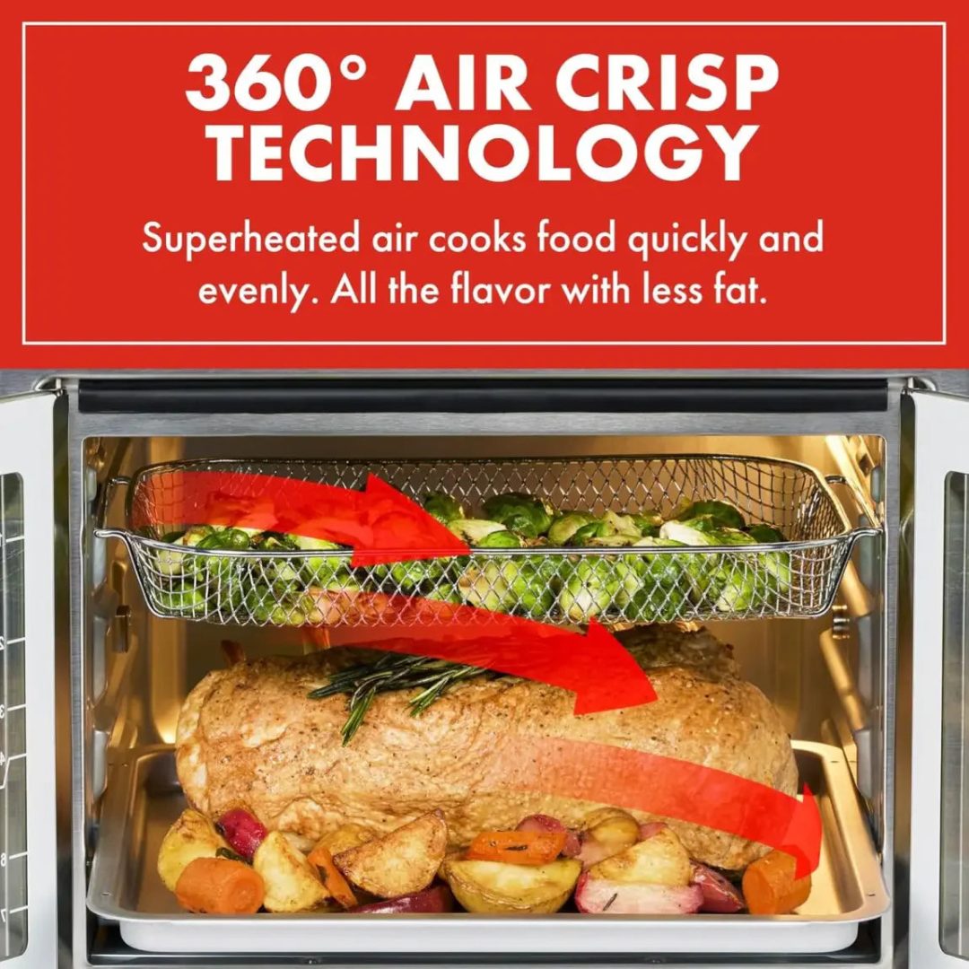 ZenVora 26-Qt. Extra-Large Air Fryer Convection Toaster Oven with French Doors, Stainless Steel
