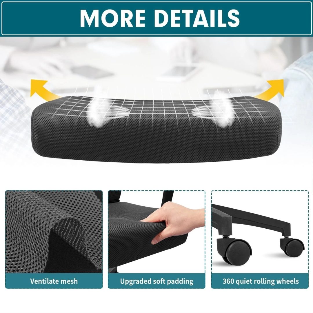 ZenVora Ergonomic Mesh Office Chair with Lumbar Support, Breathable Computer Desk Chair