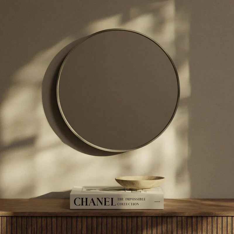 ZenVora Classic Farmhouse Round Wall Mirror, Wooden Frame Decorative Accent Mirror for Living Room, Bedroom and Entryway