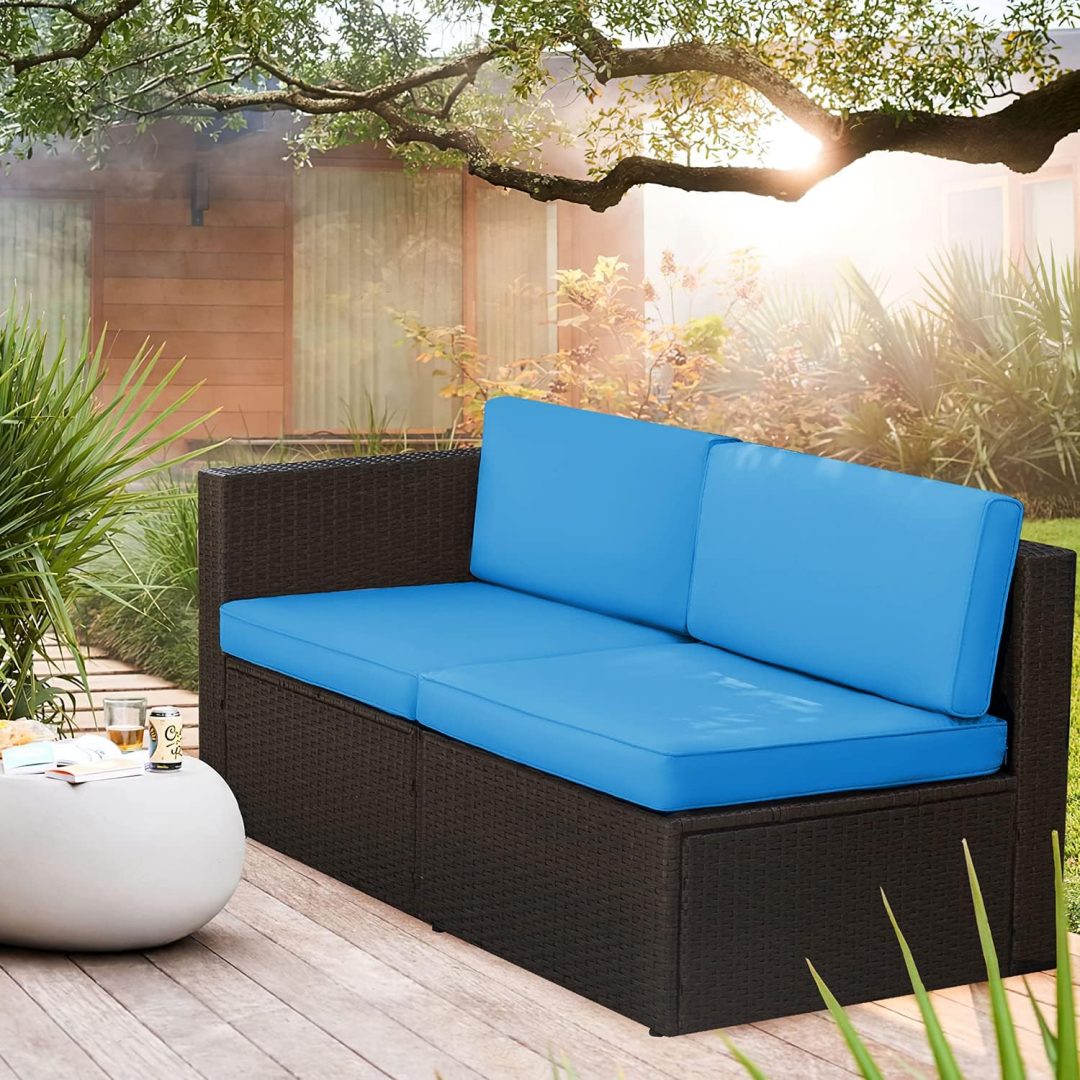 ZenVora 5-Piece All-Weather Patio Furniture Set with Cushions, Outdoor Wicker Conversation Sofa Set for Garden, Deck & Backyard