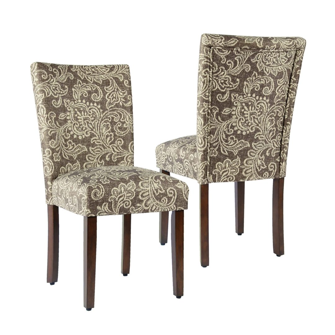 ZenVora Set of 2 Upholstered Medallion Dining Chairs, Comfortable Parsons Style Chairs for Kitchen and Dining Room
