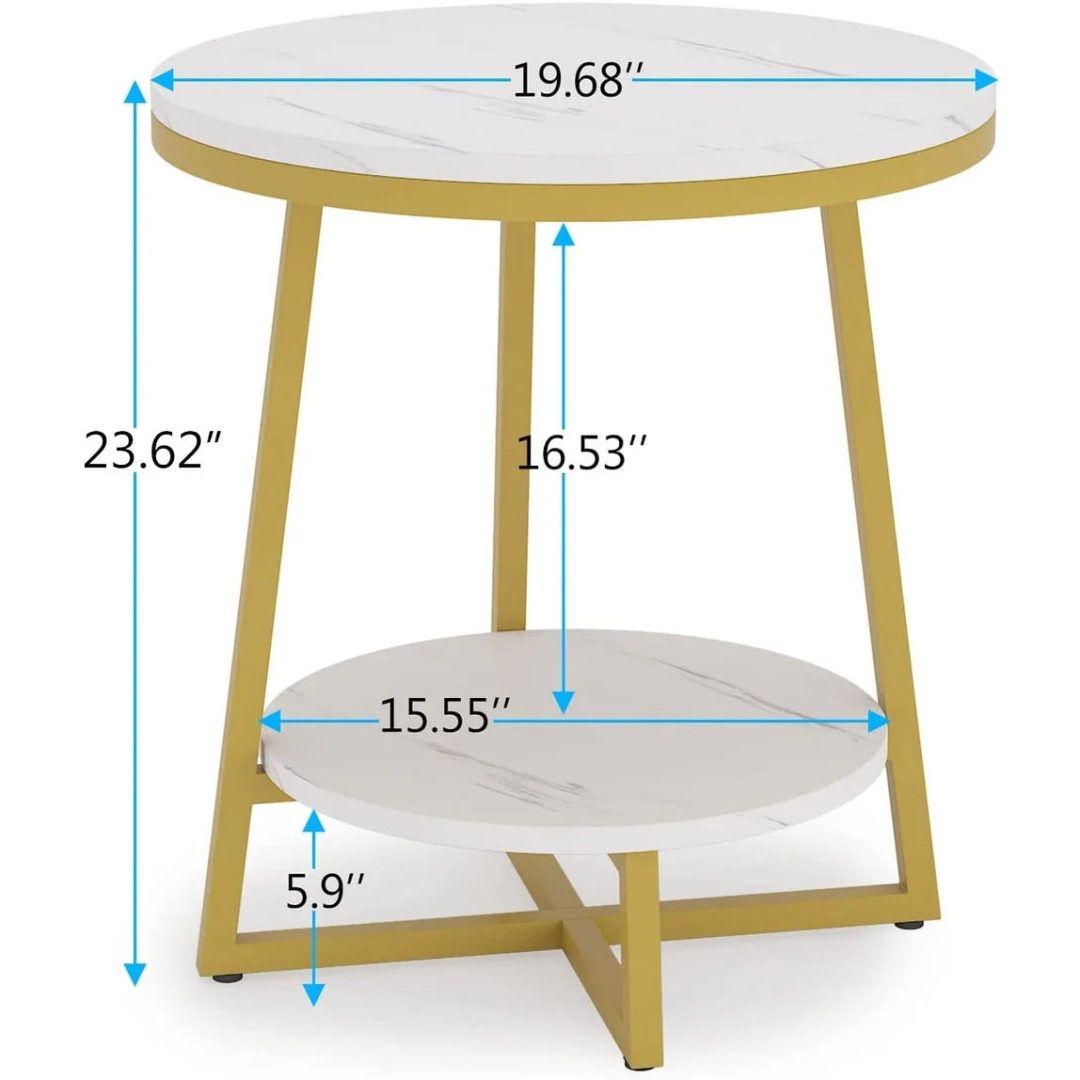 ZenVora Industrial Round End Table, Small Side Table and Accent Coffee Table for Living Room and Bedroom