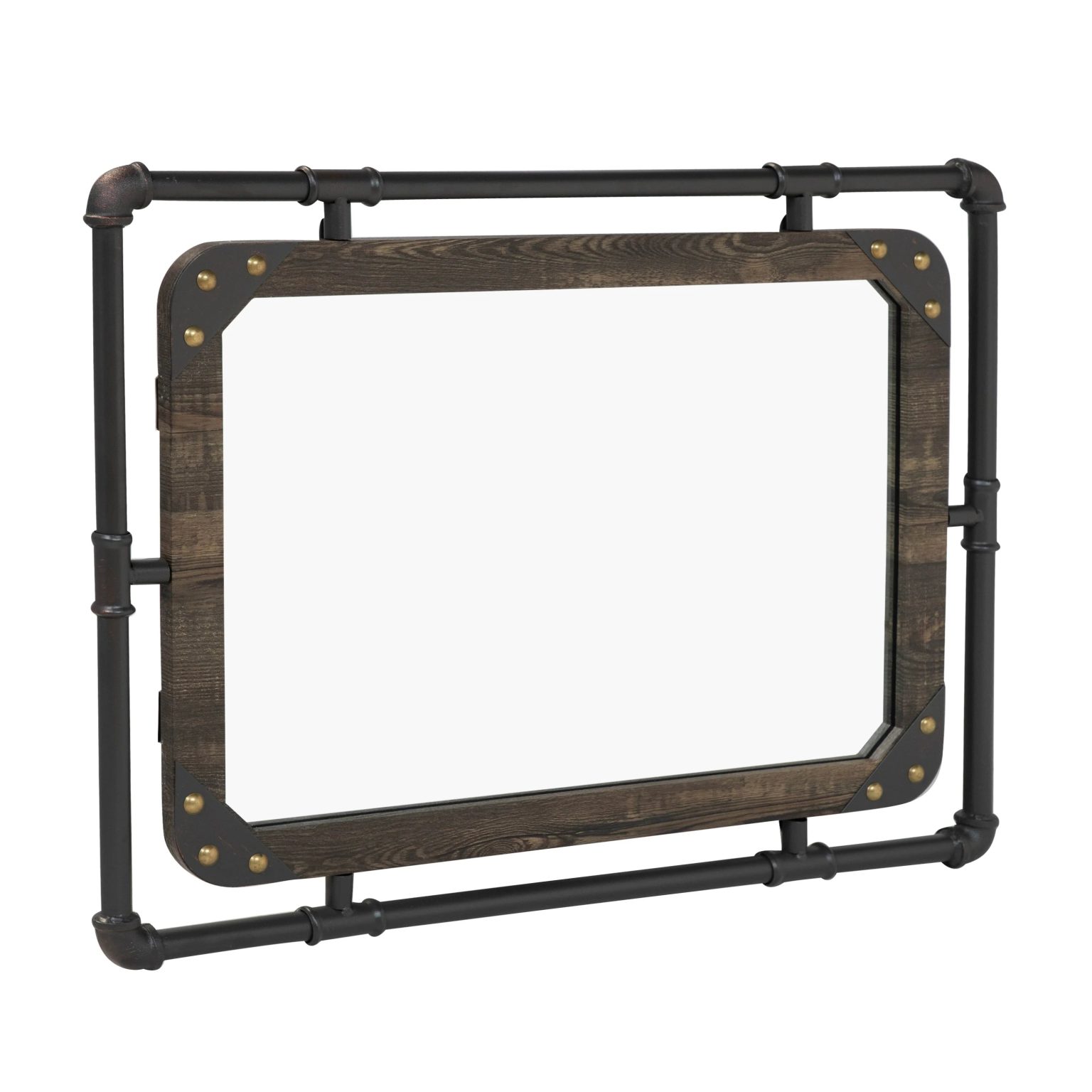 ZenVora 31 Inch Industrial Metal Floating Wall Mirror, Modern Decorative Wall Mirror