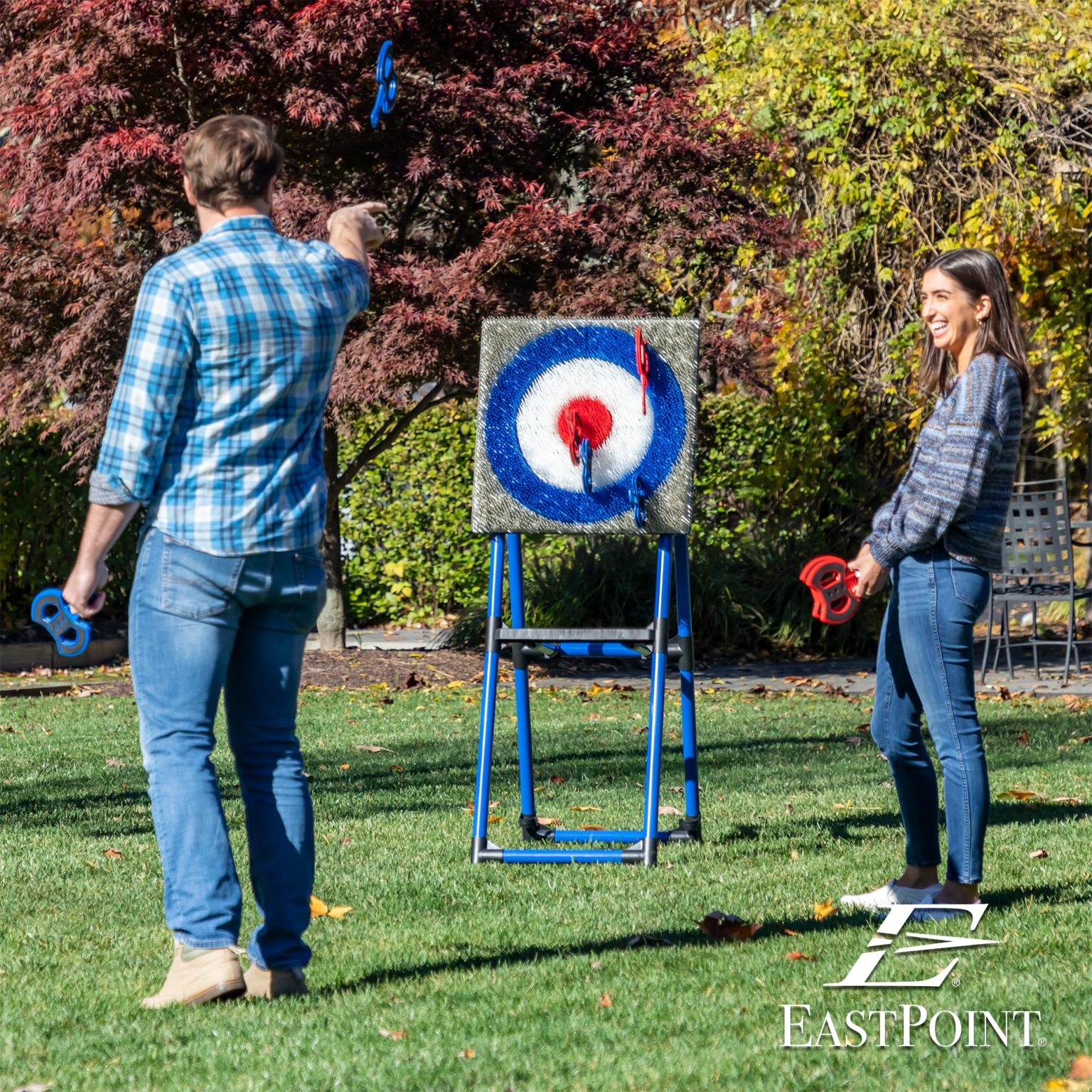 ZenVora Deluxe Steel Frame Axe Throw Target Game Set – 8 Foam Axes, Indoor/Outdoor Use
