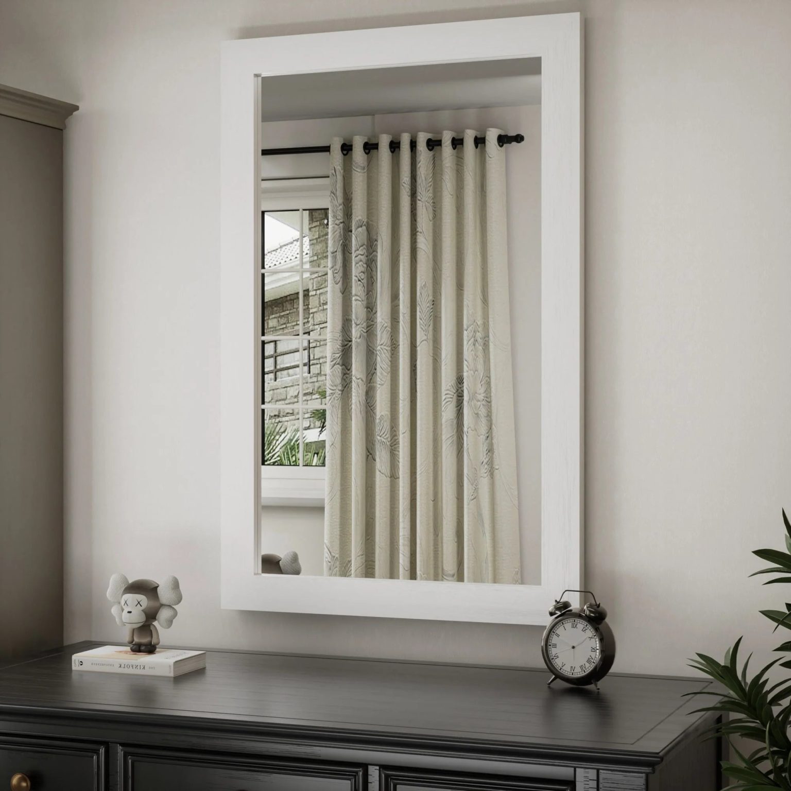 ZenVora Modern Rectangular Wall Mirror with Wood Frame, Bathroom and Barn Door Mirror, Multiple Sizes
