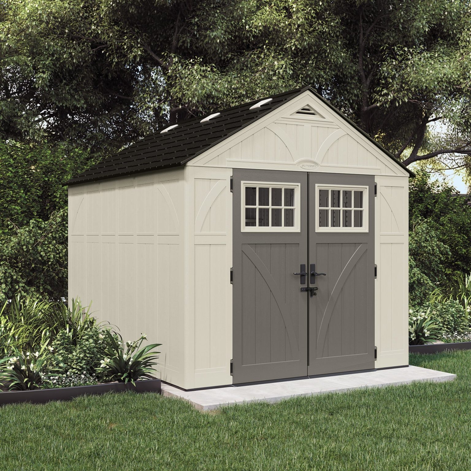 ZenVora 8 x 10 ft. Metal and Resin Storage Shed, Vanilla
