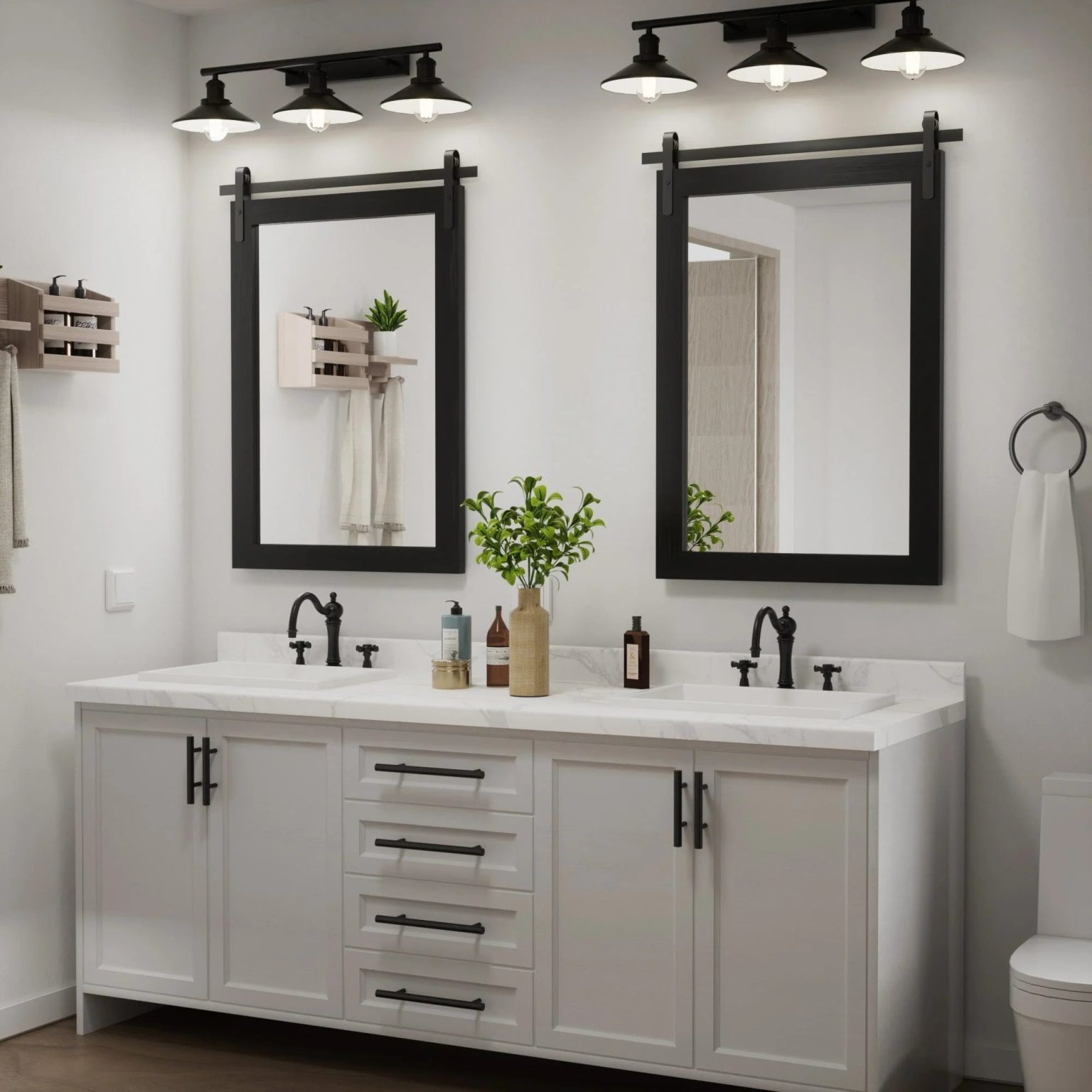 ZenVora Modern Rectangular Wall Mirror with Wood Frame, Bathroom and Barn Door Mirror, Multiple Sizes
