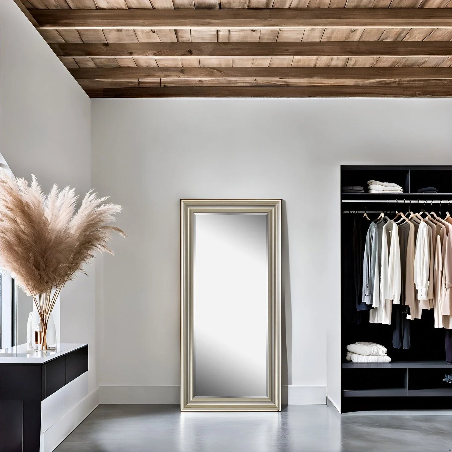 ZenVora Tall Full Length Mirror, Oversized Rectangle Full Body Wall Mounted Mirror with Smooth Faux Wood Frame