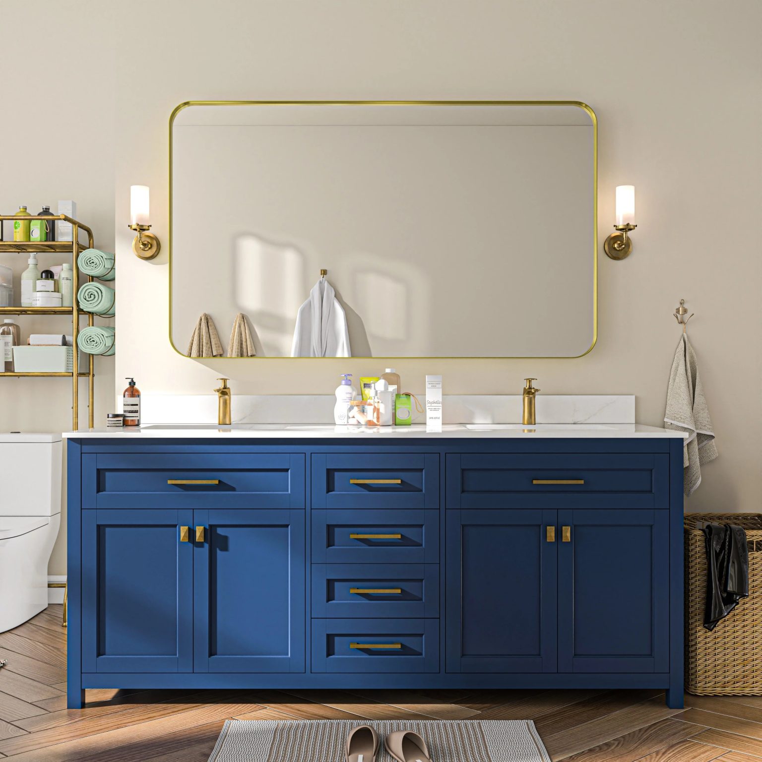Aluminum Alloy Rounded Corner Vanity Mirror, Modern Wall Mounted Mirror for Bathroom, Bedroom and Home Decor