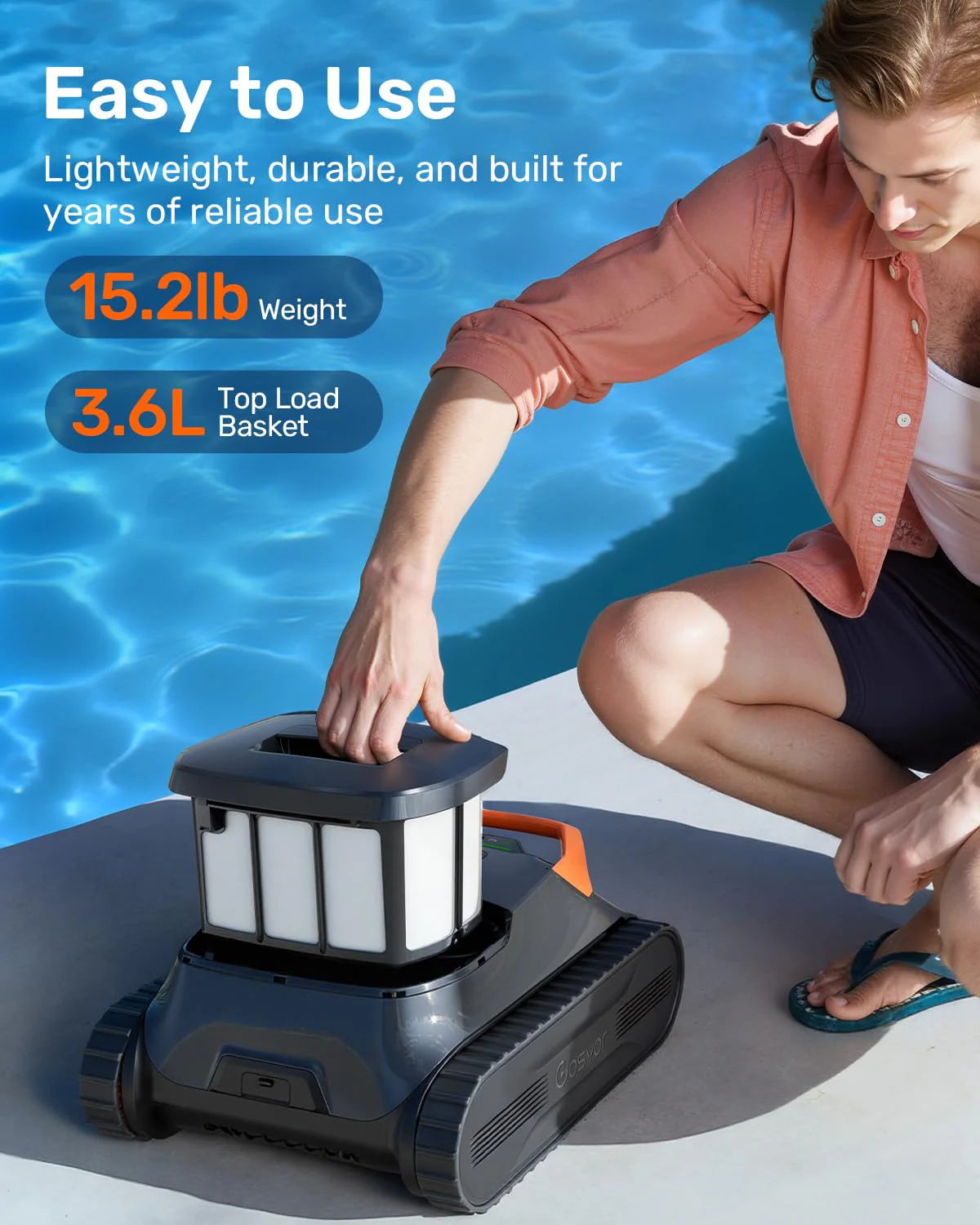 ZenVora Cordless Robotic Pool Vacuum Cleaner, Smart Navigation with Wall and Waterline Cleaning