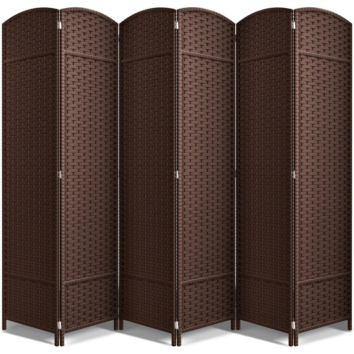 ZenVora 6 Panel Room Divider, 6ft Tall Extra Wide Folding Privacy Screen with Hand-Woven Mesh Panels