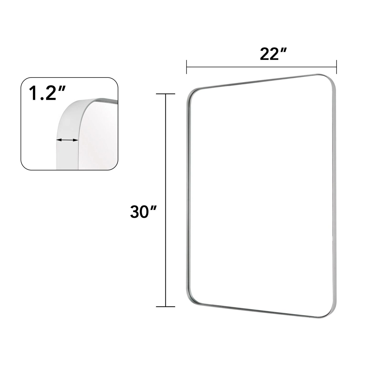 ZenVora Wall Mirror Vanity Mirror, Bathroom Mirror with Rounded Corners, 1 Piece
