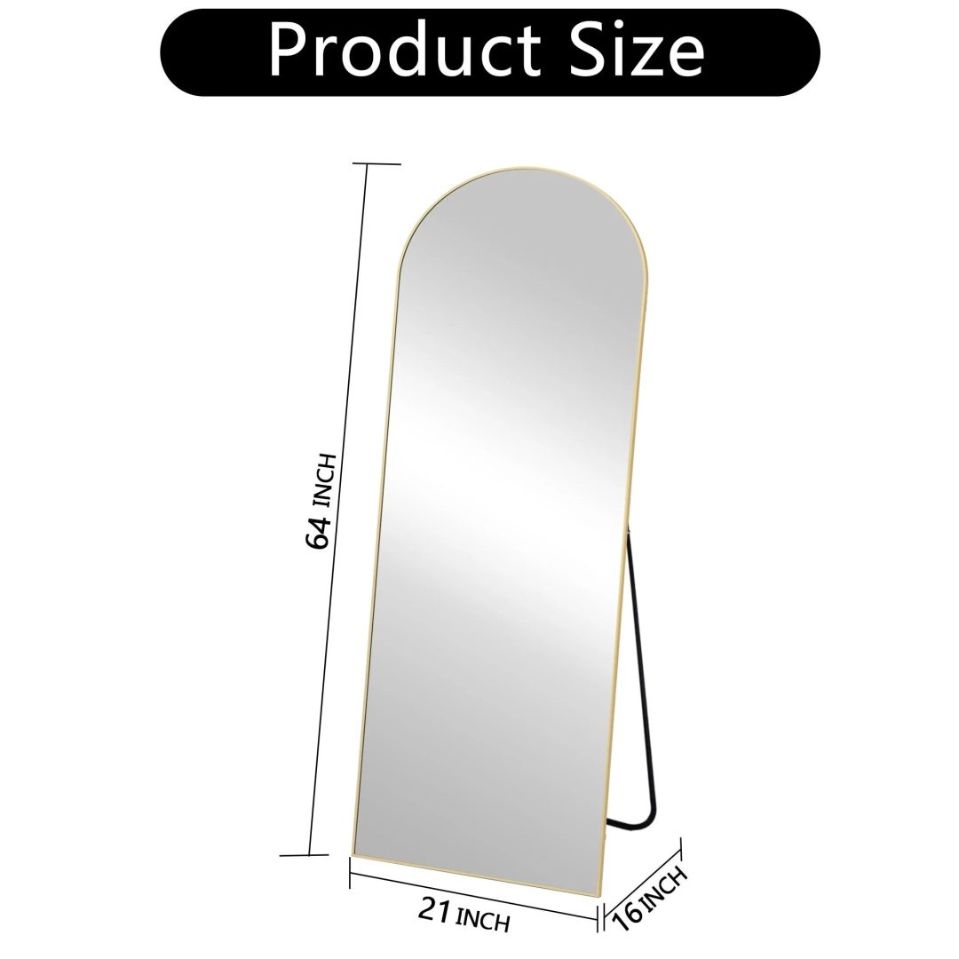 ZenVora 64x21 Full Length Floor Mirror, Large Full Body Aluminum Alloy Frame Standing Mirror with Stand and Wall Mount Option