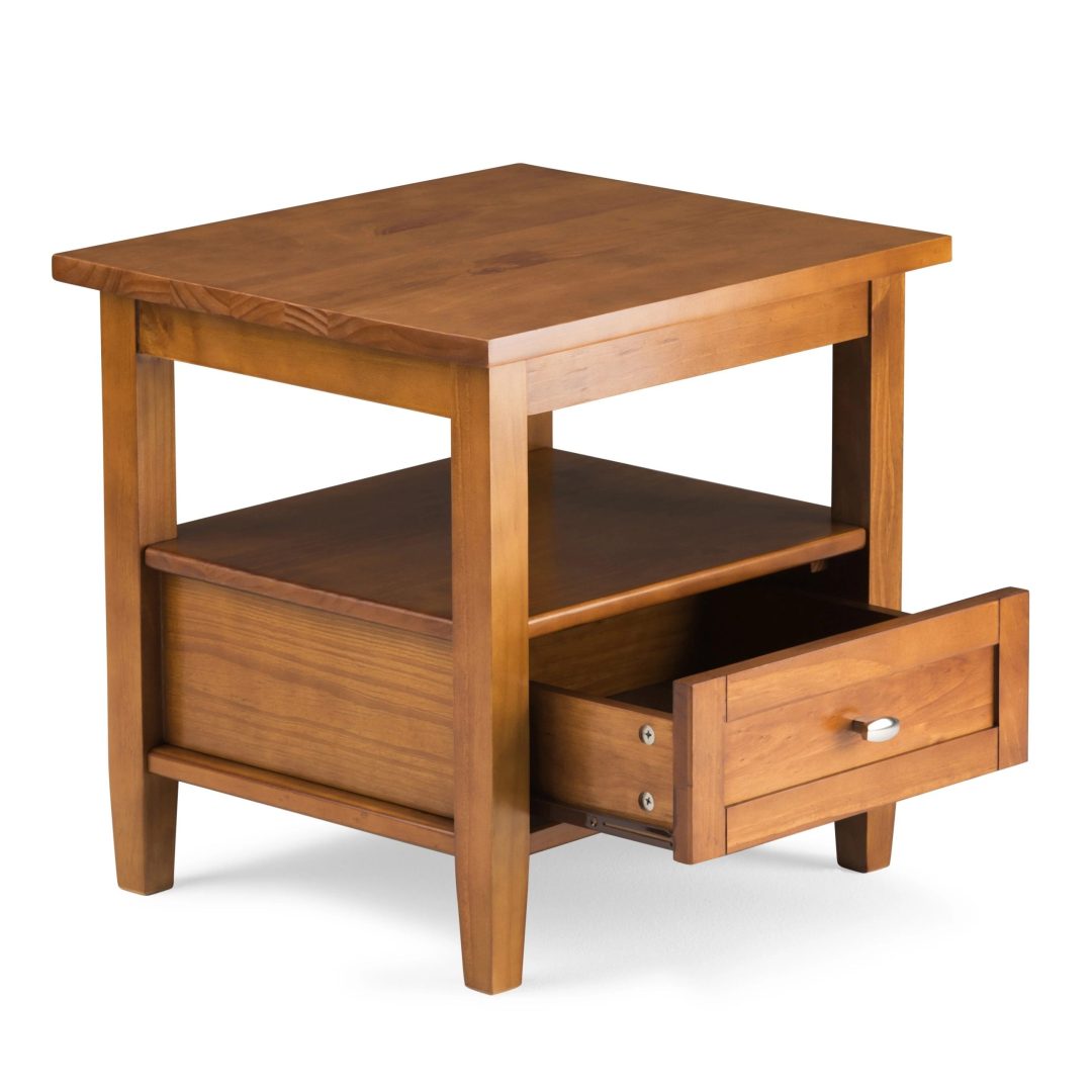 ZenVora 20 Inch Wide Solid Wood Rectangle End Table, Transitional Side Table