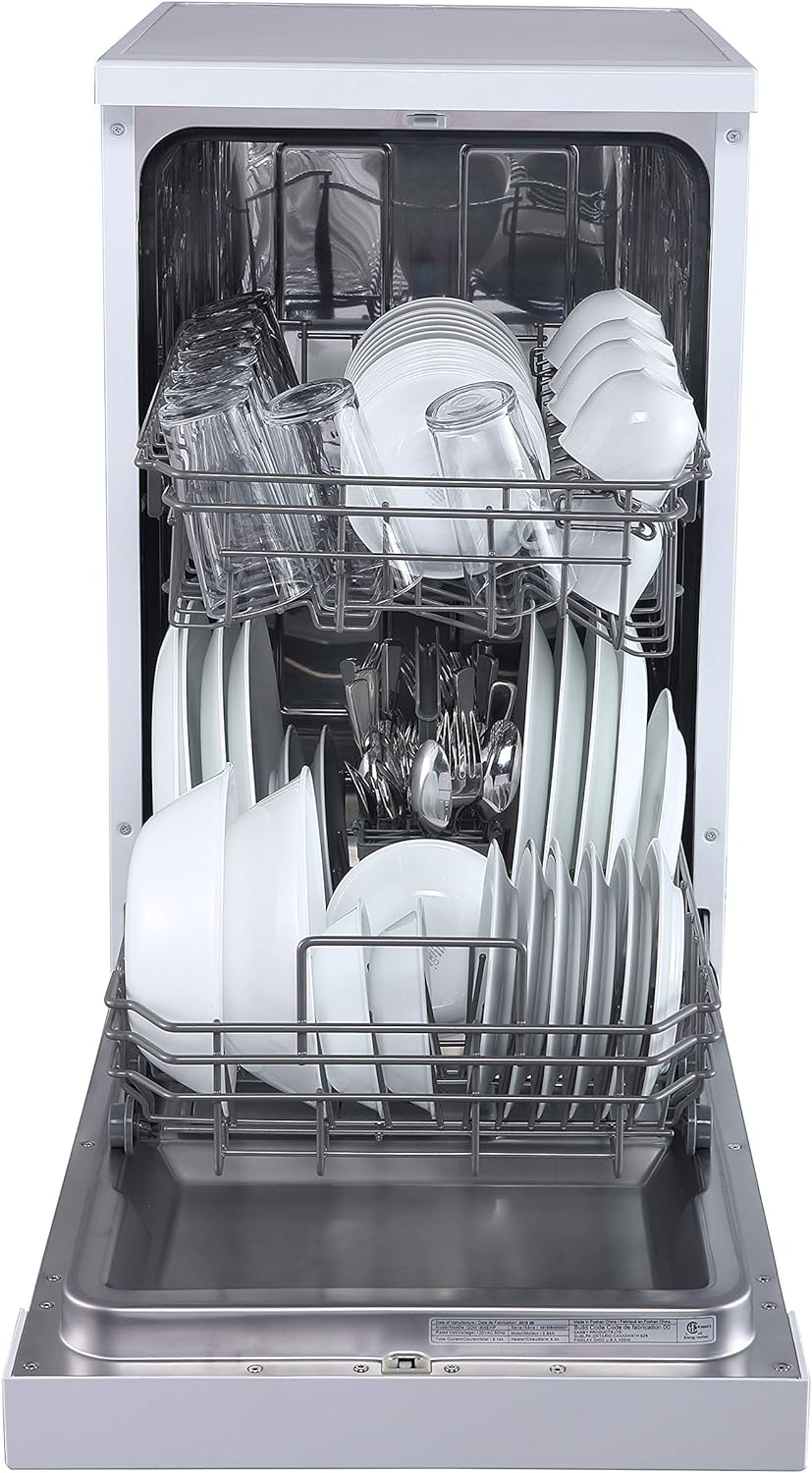 ZenVora 18 Inch Portable Dishwasher - 8 Place Settings Countertop/Compact Dish Washer White